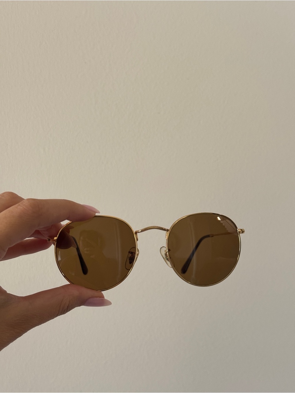 Round Gold Frame Sunglasses with Brown Lenses